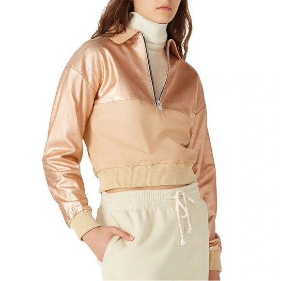 THE MIGHTY COMPANY METALLIC GOLD KINGS PULLOVER- XL LAMB LEATHER MSRP $695 - Picture 1 of 11